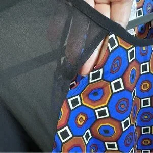 Romeo & Juliet Couture Sheer Sleeve Tunic Shift Dress Blue Brown