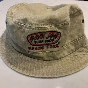 Ron Jon Surf Shop Grand Turk Bucket Hat Olive Green Embroidered Logo M/L - EUC