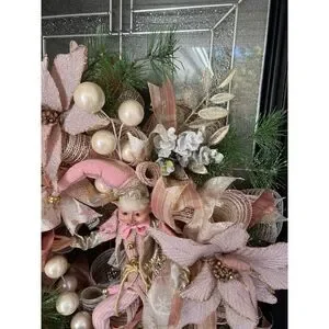 Rose Gold Elf Christmas Door Wreath