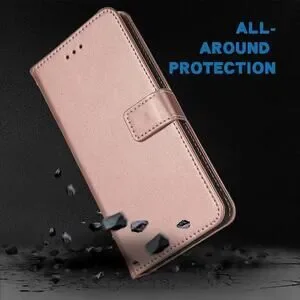 Rose Gold Wallet Case Wrist Strap Phone Case