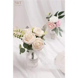 Roses Artificial Flowers 25pcs Fake Flowers Foam Roses For DIY Wedding Yellow