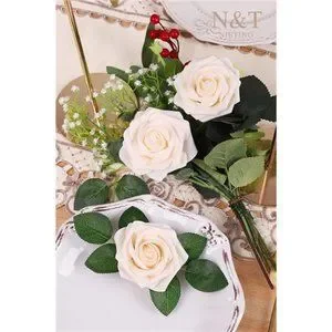 Roses Artificial Flowers 25pcs Fake Flowers Foam Roses For DIY Wedding Yellow