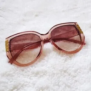 Rosy Clear Pink Cat Eye Oversized Sunglasses
