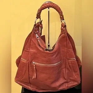 Roxbury Leather Brown With Silver Hardware Shoulder Bag