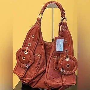 Roxbury Leather Brown with Silver Hardware Shoulder Bag