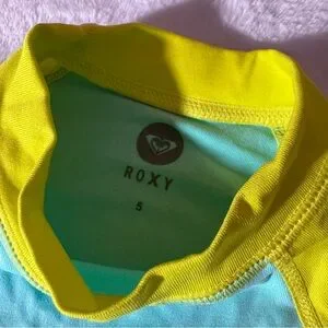 Roxy Yellow And Blue Rashguard Swim Shirt