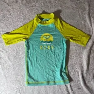 Roxy Yellow and Blue Rashguard Swim Shirt