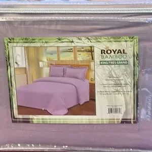 Royal Bamboo King Duvet Cover 3pc Set Purple Orchid
