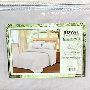 Royal Bamboo Queen Duvet Cover 3pc Set Smokey Gray