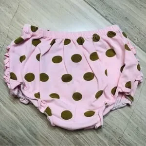 Ruffle Butts Polka Dot Diaper Cover Bloomers Trip Stretch Baby Toddler Pink Gold