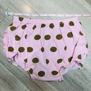 Ruffle Butts Polka Dot Diaper Cover Bloomers Trip Stretch Baby Toddler Pink Gold