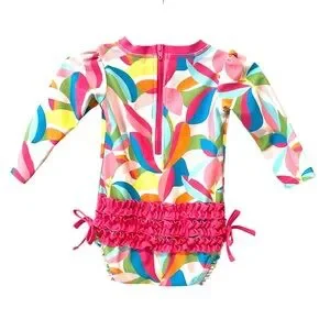 RuffleButts Long Sleeve Tropical One Piece Rash Guard Swimsuit 6-12 Months NWOT