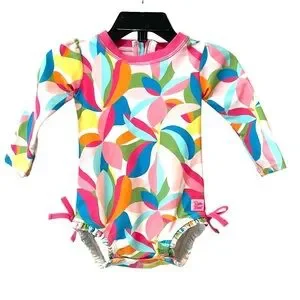 RuffleButts Long Sleeve Tropical One Piece Rash Guard Swimsuit 6-12 Months NWOT