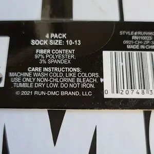 Run DMC NIB Crew Socks