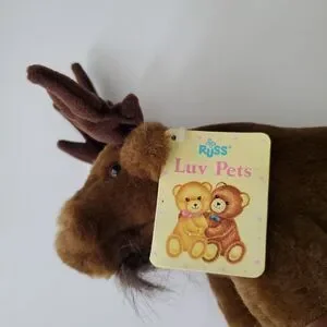 Russ Luv Pets Vintage Brown Stuffed Plush Boulder Moose Toy 10 IN LENGTH
