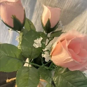 Rustic Mason Jar With Pink Roses Grey Color