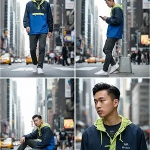 RVCA Men's Blue and Yellow Windbreaker size XL perfect Condition