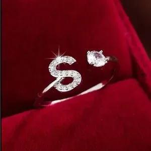 "S" Rhinestone Wrap Ring