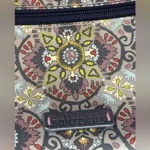 Sakroots Grey Mosaic World Crossbody Purse Bag Navy Blue Strap EUC