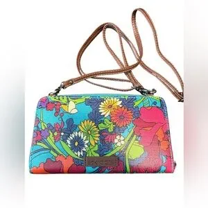 SAKROOTS Wrist Wallet Shoulder Strap/Wrist Strap. Bold Floral Colors NWOT