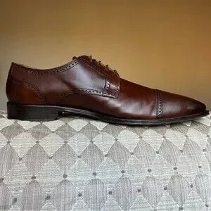 Saks Fifth Avenue Brown Italian Leather Cap Toe Lace Up Oxford Shoes Men’s12 M