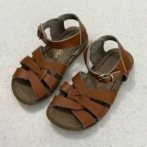 Saltwater Kids Leather Strappy Sandals Tan Size 8