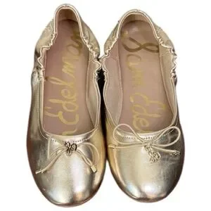 Sam Edelman Felicia Metallic Gold Ballet Flats Size 3