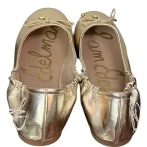 Sam Edelman Felicia Metallic Gold Ballet Flats Size 3