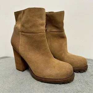 Sam Edelman Leather Suede Franklin Chunky Heel Ankle Boots Size 9.5