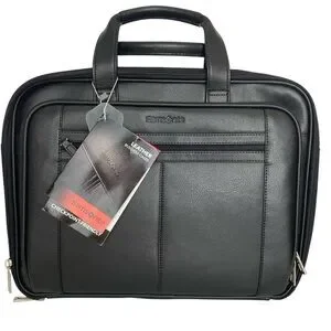 Samsonite Black Leather Checkpoint Friendly Laptop Briefcase