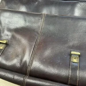 Samsonite Leather Briefcase Laptop Messenger Bag Dark Brown Shoulder Strap