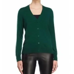 Sandro Paris -Ivana Corset-Back Wool Cashmere Cardigan Green Sweater