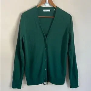 Sandro Paris -Ivana Corset-Back Wool Cashmere Cardigan Green Sweater