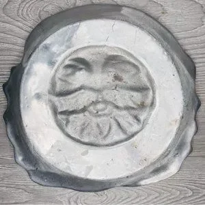 Santa Clause Cookie Tray Candy Dish Plate Christmas Silver Color Tray