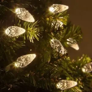 Santa's Best 50-count C6 Faceted Bulb Plug-in Light Strand White