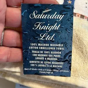 SATURDAY KNIGHT LTD Cream Blue Snowman Bath Hand Towel Decorative NWT Winter