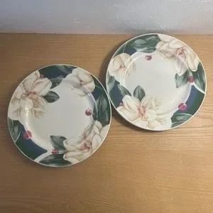 Savannah Grove Dinner Plates Set of 2 Large 10.5" Stoneware by Citation Retired