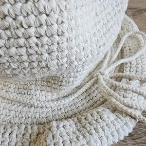 SCALA Collection White Bowler Rolled Brim Bucket Hat White Knit Bow