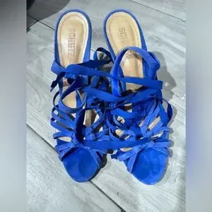 Schultz Blue Wedge Sandals