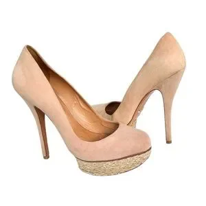 SCHUTZ Blush Suede Leather Jute Wrapped Platform Stiletto Heel Pumps Women’s
