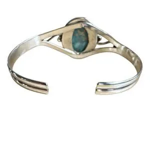 Sea Sediment Solid 925 Sterling Silver Cuff Bracelet