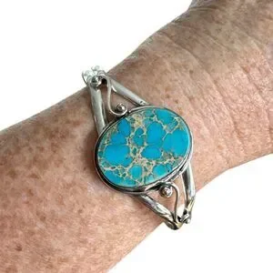 Sea Sediment Solid 925 Sterling Silver Cuff Bracelet