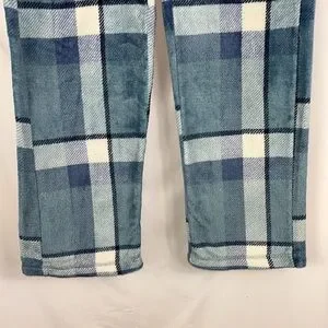 Secret Treasures Cozy Fuzzy Plaid Pajama Pants In Blue Drawstring Sz S (4-6)