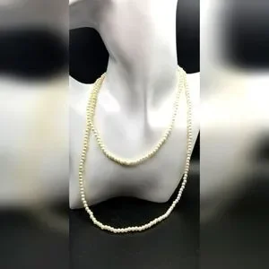 Seed pearly beaded necklace elegant finery jewelry. N131