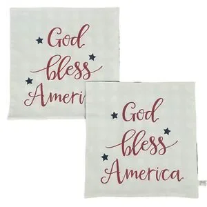 Set Of 2 Hobby Lobby Decorative Throw Pillow Case 18 x 18" God Bless America