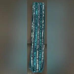 Set Of 2 Scarves In Green/Teal Color. One Is Crocheted And One Has Sequins