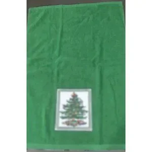 Set Of (2) Spode Appliqued Christmas Tree Kitchen Bathroom Hand Towels