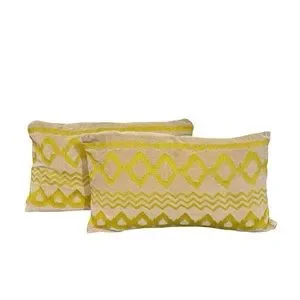 Set Of 2: West Elm Embroidered Diamond Ikat Velvet Lumbar 12 X 21” Pillows