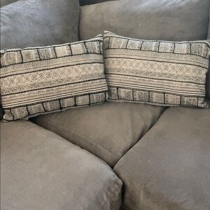 Set Of 2 World Market Black And Cream Geometric Decorative Pillow