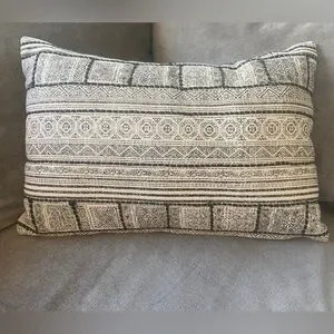 Set Of 2 World Market Black And Cream Geometric Decorative Pillow